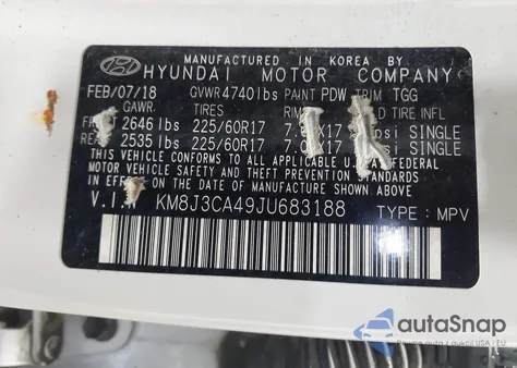 2018 Hyundai Tucson Sel from USA, damaged, VIN KM8J3CA49JU683188